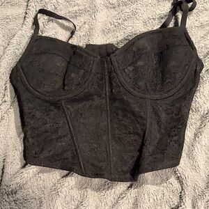 Black Lace Bustier Top